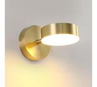 KRUIHAN LED Gold Wall Lights - 350° Rotatable Modern Minimalist Tri-Color Wall Sconce Lights for Bedside, Living Room, Bathroom, Bedroom, Hallway (Style B)