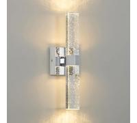 KRUIHAN LED Wall Lights Crystal Light Shade Modern Tri-Color Wall Lamp Art Deco Indoor Wall Sconces Lighting LED Lights for Bedroom,Bedside,Bathroom,Living Room(Silver)
