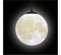 KRUIHAN Moon Pendant Light with 3D White PLA Moon Lampshade,Space Planet Globe Ceiling Hanging Lamp for Bedroom Bedside Living Room Kids Room Dining Room Restaurant Bar,Ideal Gifts(Excluded Bulb,25cm)