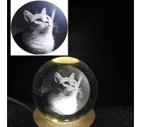 KRUIJHEU Custom Light Up Pet Portrait Lamp • Personalized Crystal Globe Keepsake for Dog, Cat, Rabbit • Pet Memorial Gift & Pet Lover Decor (6CM)