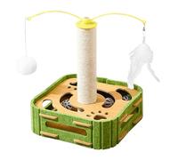 Krujecnt Cat Scratching Post,Enrichment Game with Ball Track,Sisal Scratch Posts with Toys - for Home Living Room Bedroom Kitchen Porch Balcony Entryway Apartment Corner Play Area Relaxation Zone