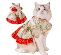 Krujecnt Chinese New Year Cat Clothes,Tang Dynasty Cat Winter Coat - 2024 Cute Cat Tang Suit, Year of Dragon Dog Cheongsam Clothes, Warm Festive Pet Clothes for Home, Cat, Winter