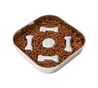 Krujecnt Dog Slow Feeder Bowl - Stainless Steel Pet Feeding Bowl,Bite-proof Anti-Gulping Dog Dish for Mental Stimulation Traveling Puppy Training Outdoor