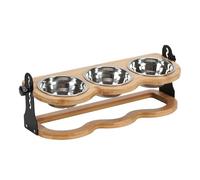 Krujecnt Elevated Dog Bowl Stand, Raised Dog Food Bowl with Stand, Feeding Station with 3 Stainless Steel Plates, Tilted Dish Set Water Feeder Pet Supplies for Small Cats Puppy