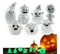 Krujecnt Glow in Dark Statues - Halloween Luminous Miniature Garden Figurines | Resin Ghost Decorations, Miniature Ghost Glow in The Dark Outdoor Statues for Patio Lawn Yard, 7