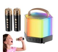 Krujecnt Wireless Karaoke Machine - Portable Karaoke Speaker - RGB Lighting 2 Wireless Mics Karaoke Speaker Set For Enhanced Atmosphere