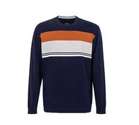 Krumba Mens Plus Size Sweater: Cotton Crew Neck Big Tall Oversized Long Sleeve Pullover Navy Mixed Stripe 7XL
