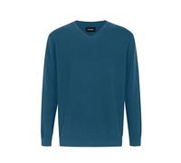 Krumba Mens Plus Size Sweater: Cotton V Neck Big Tall Oversized Long Sleeve Pullover, Denim Blue, 4XL