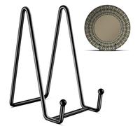 Kruodop 3 Pack 6 Inch Plate Stands for Display, Plate Holder Display Stand, Picture Frame Stand Black Metal Frame Holder Stands for Book,Small Easel,Decorative Plate,Photo and Platter,Tabletop Art