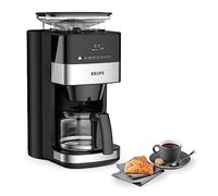 Krups KM8328 Grind Aroma Coffee Machine with Grinder, 24-Hour Timer, 180 g Bean Container, 1.25 L Capacity for up to 15 Cups of Coffee, Auto-Off Function, 3 Grinding Levels, Black