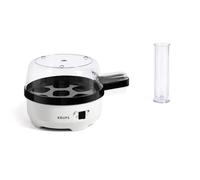 Krups Special 7-Egg Electric Egg Cooker - White/Black, Includes Egg Cutter & Removable Egg Holder, BPA-Free, Water Measuring Cup, Signal Tone