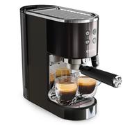 Krups Virtuoso+ Pump Espresso Machine - Compact Black Stainless-Steel Design, 15-Bar Pump for Rich Extraction, Auto Flow-Stop, 4-Button Interface & Steam Nozzle for Espresso & Cappuccino - XP444GG0