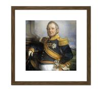 Kruseman Portrait Hendrik Merkus Baron Painting 8X8 Inch Square Wooden Framed Wall Art Print Picture with Mount Artery8 Brown One Size