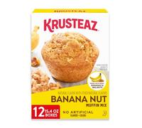 Krusteaz Banana Nut Muffin Mix, Made with Real Bananas & Walnuts, 15.4 oz Boxes (Pack of 12)