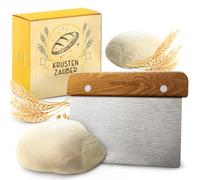 KRUSTENZAUBER 18cm Stainless Steel Dough Cutter with Wooden Handle, Bread Baking Spatula, Durable Dough Scraper for Sharing and Shaping Dough for Clean Work on the Dough