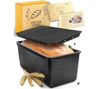 KRUSTENZAUBER Bread baking mould with lid, loaf tin made of carbon steel for perfect heat distribution up to 260 °C, ideal for sourdough and loaf breads, non-stick baking mould for even crust and