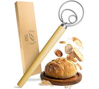 KRUSTENZAUBER Danish whisk for perfect dough in no time at all, high-quality dough whisk as bread baking accessories, dough stirrer, dough mixer, Danish whisk as bread baking accessory