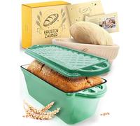 KRUSTENZAUBER Enamel Bread Baking Mould with Lid Including Proofing Basket - Robust 28 cm Cast Iron Baking Mould - Ideal as Loaf Tin, Toast Bread Baking Mould, Bread Mould, Cast Iron Pot Bread Baking