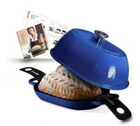 Krustic Enameled Cast Iron Dutch Oven for Professional Sourdough Bread Baking | 5.5 Quart Loaf Size Oval Cookware Pot with Lid | Triple-Layer Enamel Coating Pan with Non Stick Silicone Mat | Blue