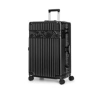 Krute Luggage Aluminum Frame Zipperless Checked Luggage Metal Hard Shell PC+ABS Suitcase with TSA Lock Double Spinner Wheels, Black, 24"