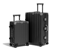 Krute Luggage with Aluminum Frame, Black, 2 Pieces(20+28in)