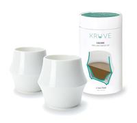 KRUVE Cascade Porcelain Coffee Cups, 2.5oz Double-Walled Espresso Cups, Sensory Espresso Coffee Mug Set for Heat Retention, White Porcelain Drinking Glasses with Enhanced Aroma, Elegant Cup Design