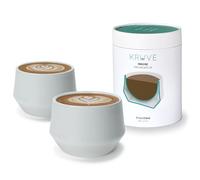 KRUVE Imagine Porcelain Latte Coffee Cups, Double Walled Espresso Cups, Glass Cups Set of Two - 8.5oz Thermal Spherical Design for Latte Art, Insulated Coffee Mugs for Heat Retention (White)