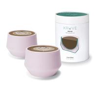 KRUVE Imagine Porcelain Latte Coffee Cups, Double Walled Latte Cups, Glass Cups Set of Two - 8.5oz Thermal Spherical Design for Art, Insulated Coffee Mugs for Heat Retention (Pink)