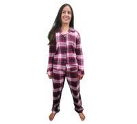 KRUXADER Ladies Pyjamas Soft Cotton Womens Brushed Flannel Check Tartan Long Sleeve Shirt (Burgundy Tartan, 20)
