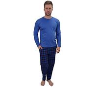 KRUXADER Mens Pyjamas Set|100% Cotton PJ Set|Elasticated Pants With Drawstring & Long Sleeve Top(Pendragon Empire Blue, 4XL)