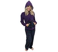 KRUXADER Womens Warm Fleece Winter PJ Pyjama Set Hooded Night Wear PJ’s 8-26 (Briony Purple 12-14)