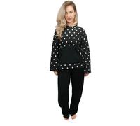 KRUXADER Womens Warm Fleece Winter PJ Pyjama Set Night Wear PJ’s 8-26 (16-18, Hestia Black)
