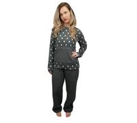 KRUXADER Womens Warm Fleece Winter PJ Pyjama Set Night Wear PJ’s 8-26 (20-22, Hestia Dark Grey)