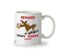 Kruzroyal Beware Crazy Horse Lady Mug - Funny Horse Gift for Women - 11oz Ceramic Coffee Mug - Equestrian Lover Gift - DZ047