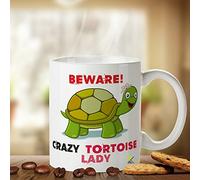 Kruzroyal Beware Crazy Tortoise Lady Mug - Funny Tortoise Gift for Women - 11oz Ceramic Coffee Mug - Dishwasher Safe Pet Owner Gift DZ045