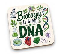 Kruzroyal Biology Teacher Coaster, 9 x 9 cm MDF, DNA Science Gift