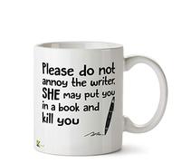 Kruzroyal Do Not Annoy Writer Mug | Funny Book Author Gift Ceramic Coffee Tea Cup for Novelist, Editor, Friend | She May Put You in a Book