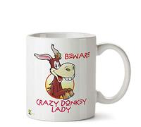 Kruzroyal Donkey Mug - Beware Crazy Donkey Lady Funny Novelty Gift Idea Coffee Tea Cup - Unique Gift for Donkey Lovers