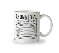 Kruzroyal DZ068 Drummer Nutritional Facts Great Gift Idea Funny Novelty Mug | Gift for Drummer, Musician, Dad | Novelty Coffee Cup, Band Humour, Birthday Present for Men, 11oz