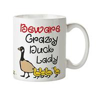 Kruzroyal DZ147 Beware Crazy Duck Lady Funny Novelty Great Gift Idea Coffee Tea Mug