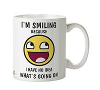 Kruzroyal DZ351 I'm Smiling Because i Have no idea What's Going on Funny Novelty Great Gift Idea Coffee Tea Mug