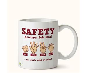 Kruzroyal DZ492 Safety Always Job one! Rock, Paper Scissor, Table Saw ...at Work and at Play! Funny Novelty Great Gift Idea Coffee Tea Mug