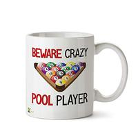 Kruzroyal DZ605 Beware Crazy Pool Player Funny Novelty Great Gift Idea Coffee Tea Ceramic Mug