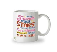 Kruzroyal DZ992 Friendship Mug - Good Friends are Like Stars Quote Coffee Cup - Sentimental Best Friend Gift for Women, Long Distance Friendship, Birthday