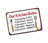 Kruzroyal FM164 OUR KITCHEN RULES/FILL IT/CLEAN IT/CLOSE IT/WIPE IT/SHARE IT Novelty Funny Gift Idea Glossy Rectangle Metal Fridge Magnet