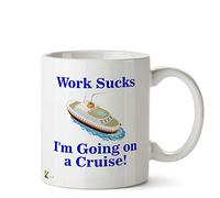 Kruzroyal Funny Cruise Ship Coffee Mug, Work Sucks I'm Going on a Cruise Ceramic Tea Cup, Novelty Retirement & Leaving Gift for Colleagues, 11oz