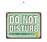 Kruzroyal Funny Do Not Disturb Metal Wall Sign, Humorous Disturbed Enough Novelty Plaque Gift, Retro Vintage Tin Decor for Home Office or Bedroom, 20x15cm with Hanging String