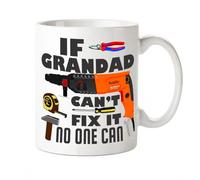 Kruzroyal Funny Grandad Mug - If Grandad Can't Fix It No One Can - Double Sided 11oz Ceramic Coffee Cup Gift for Grandpa, DIY Handyman, Father's Day, Birthday & Christmas