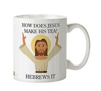 Kruzroyal Funny Jesus Mug - How Does Jesus Make His Tea? Hebrews It - Novelty Tea Coffee Mug, Funny Christian Gift, Secret Santa, Birthday Present