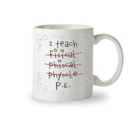 Kruzroyal Funny PE Teacher Mug - I Teach P.E. Joke Coffee Mug Gift for Physical Education Teachers, Sports Coach, Gym Teacher & Teaching Assistant, 11oz Ceramic Cup